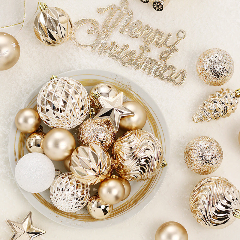 65pc Christmas Ball Ornament Set – Light Champagne White, Painted (23×15.5×25cm)