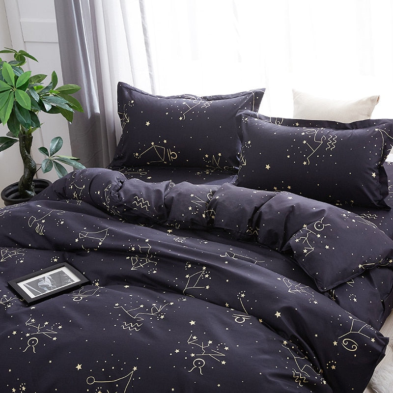 Star Print Microfiber Bedding Set