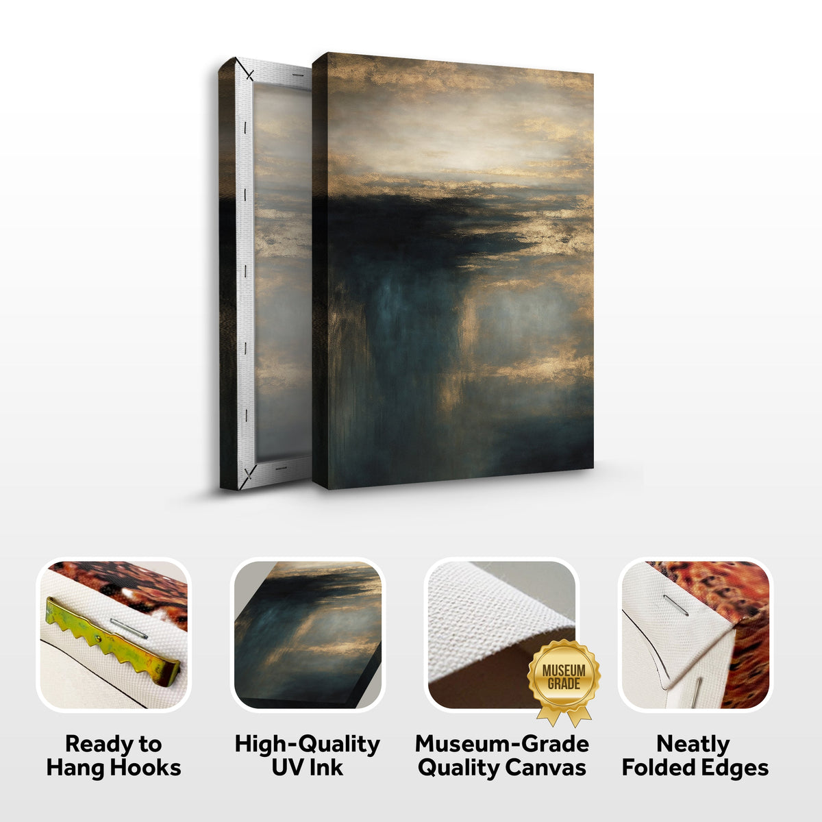 Gilded Depths | Abstract Atmospheric Canvas Wall Art