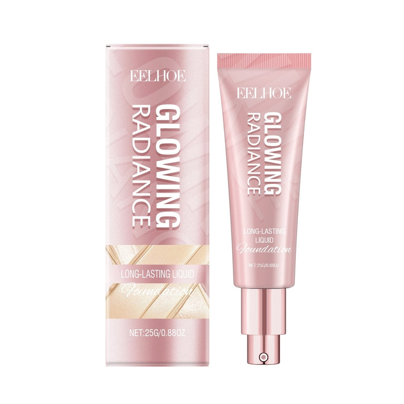 Pink metallic EELHOE liquid foundation squeeze tube standing upright
