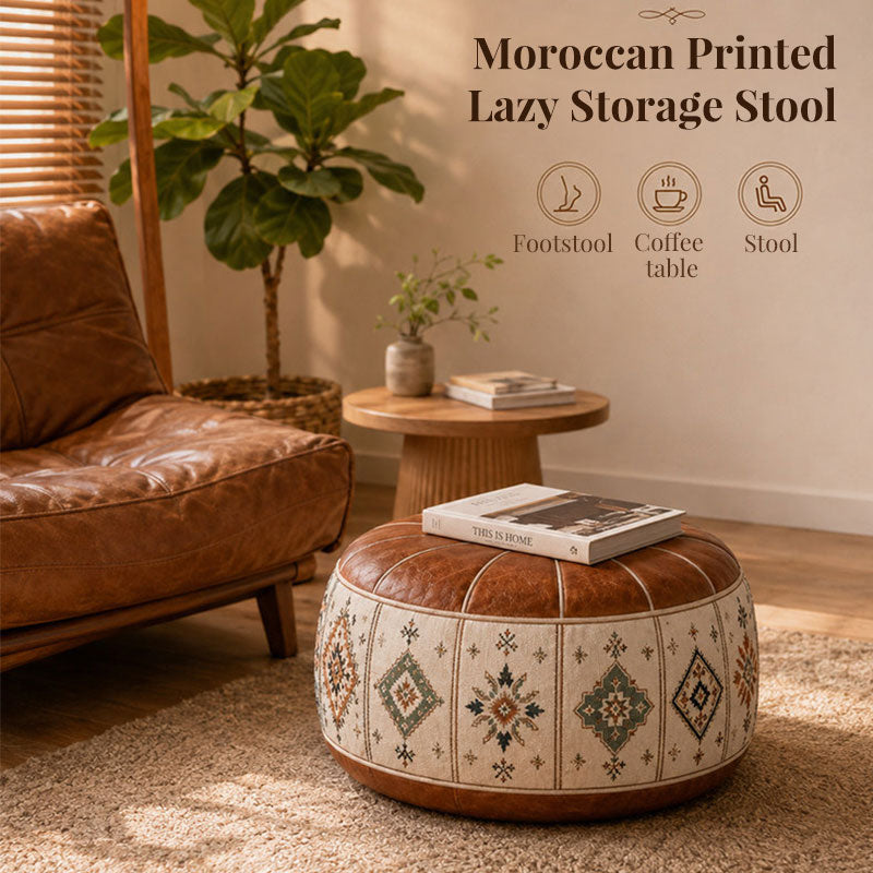 Multi-use beige geometric pouf as coffee table or stool