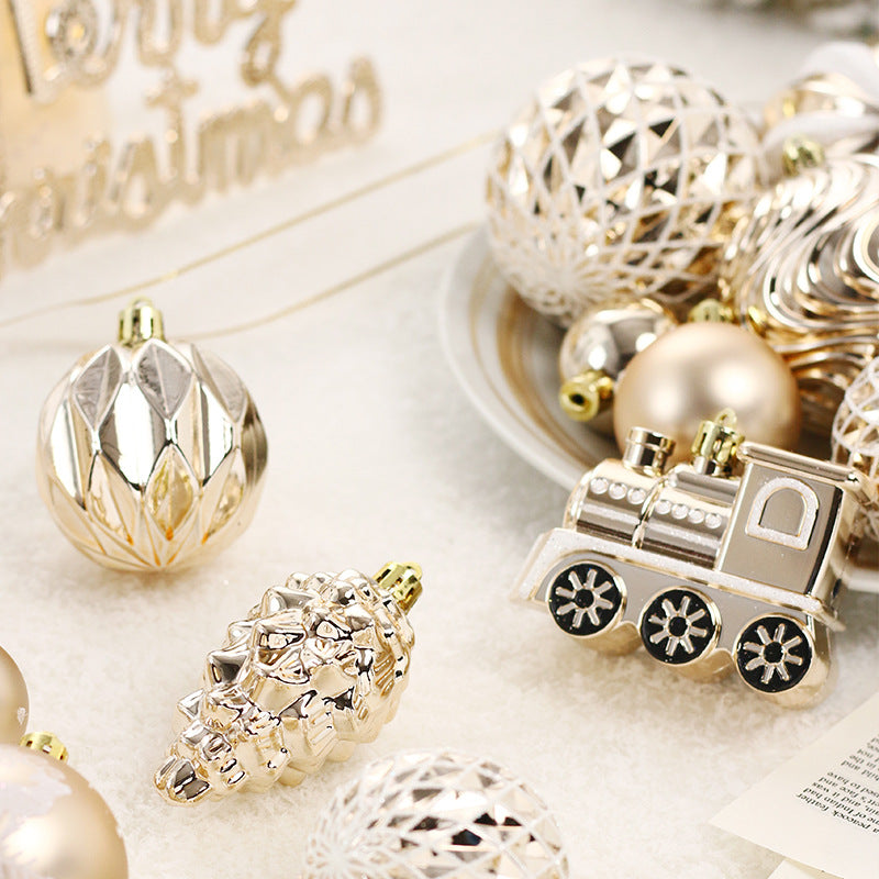 65pc Christmas Ball Ornament Set – Light Champagne White, Painted (23×15.5×25cm)