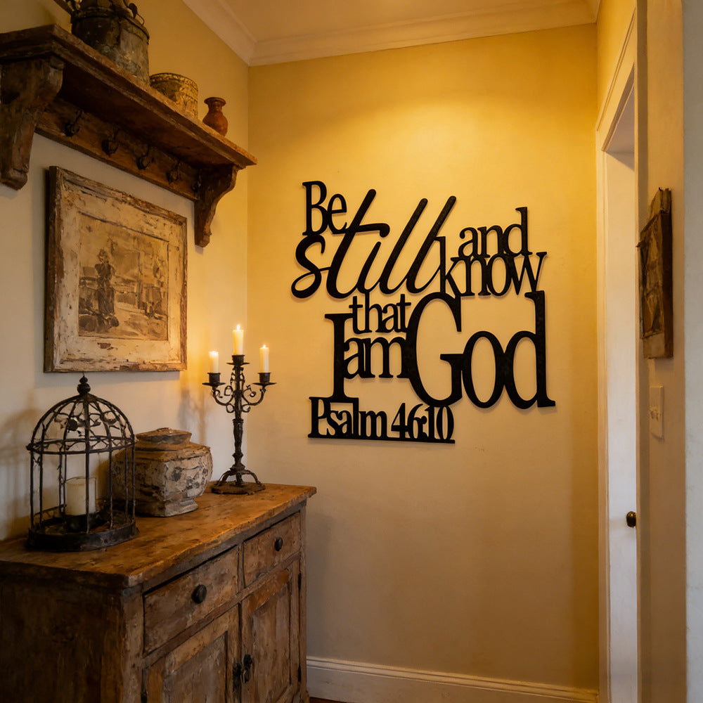 "Be Still and Know That I Am God" Metal Wall Art – Iron Scripture Sign