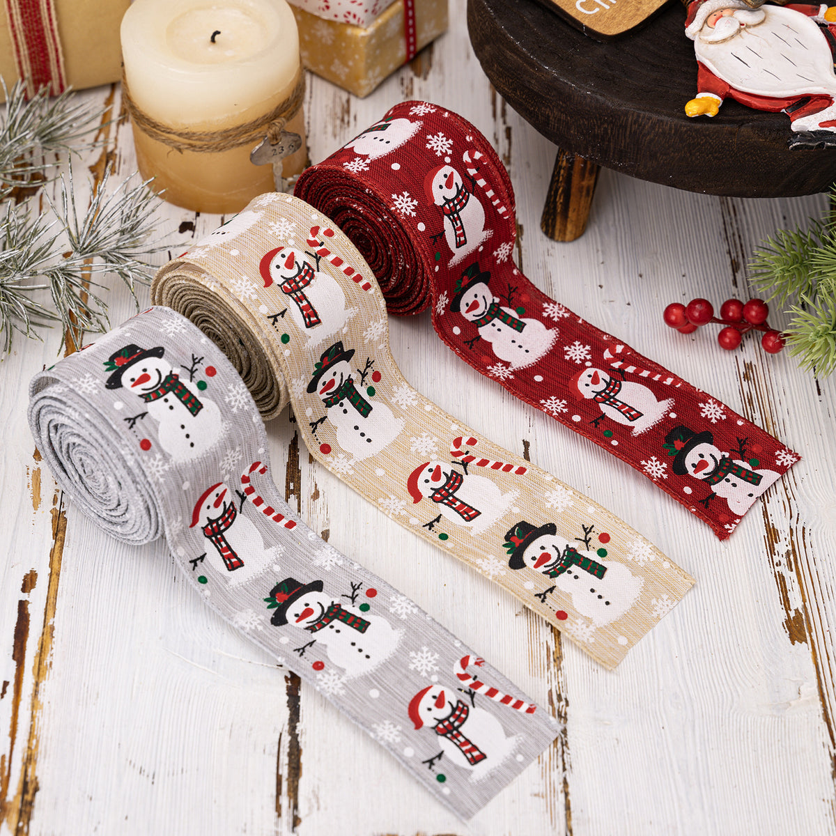 Christmas Snowman Ribbon Tape – Holiday Gift & Tree Decoration Ribbon