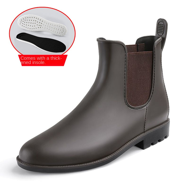 Storm Chelsea | Women's Waterproof Matte Rain Boots | Anti-Slip | Matte Black & Brown