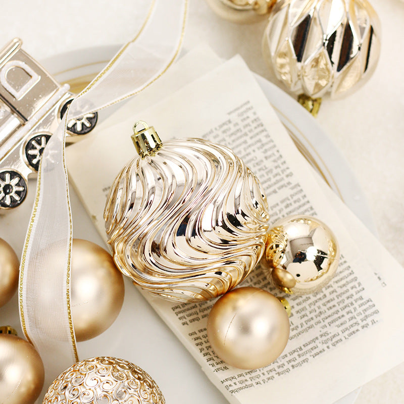65pc Christmas Ball Ornament Set – Light Champagne White, Painted (23×15.5×25cm)