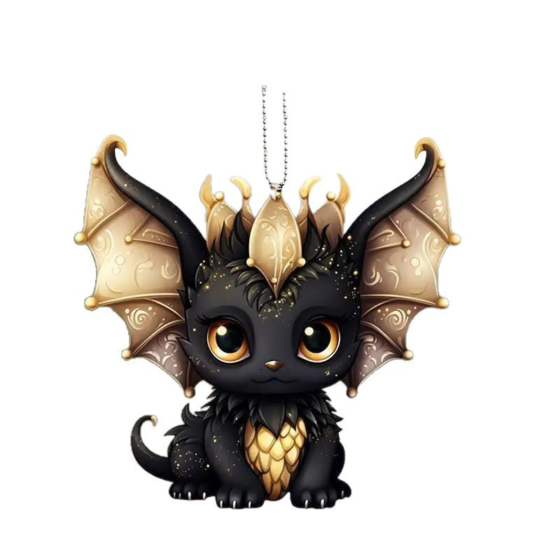 Black Dragon Acrylic Charm – Car Rearview Mirror & Backpack Hanging Ornament