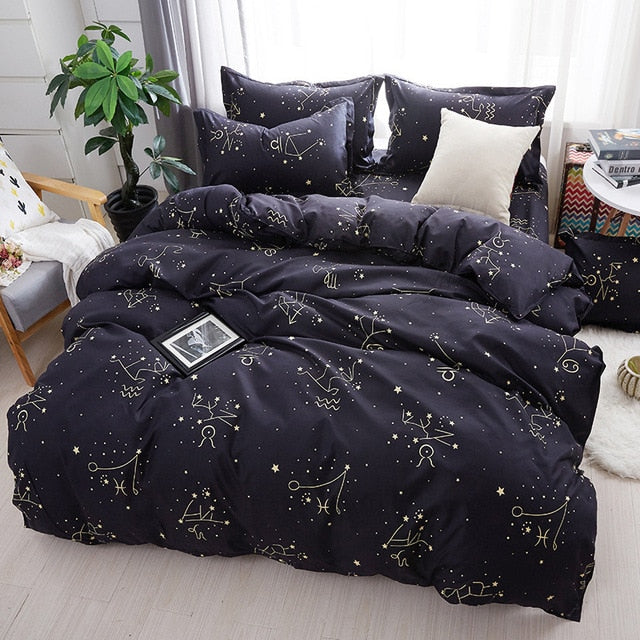 Star Print Microfiber Bedding Set