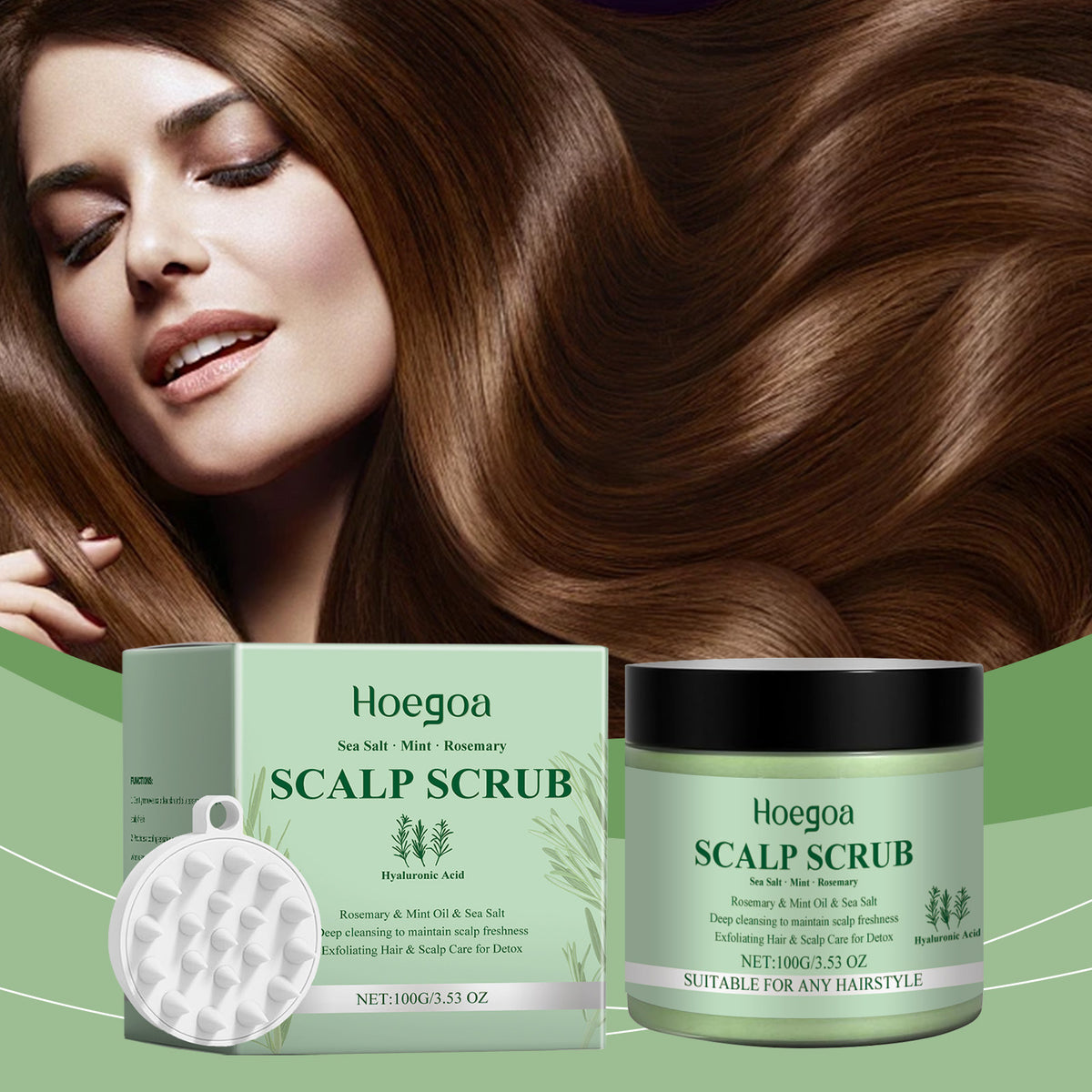 Hoegoa Luxury Rosemary Scalp Scrub – Peppermint & Hyaluronic Acid Deep-Cleansing Scalp Treatment