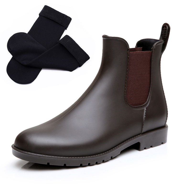 Storm Chelsea | Women's Waterproof Matte Rain Boots | Anti-Slip | Matte Black & Brown
