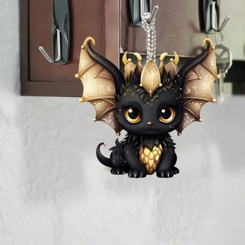 Black Dragon Acrylic Charm – Car Rearview Mirror & Backpack Hanging Ornament