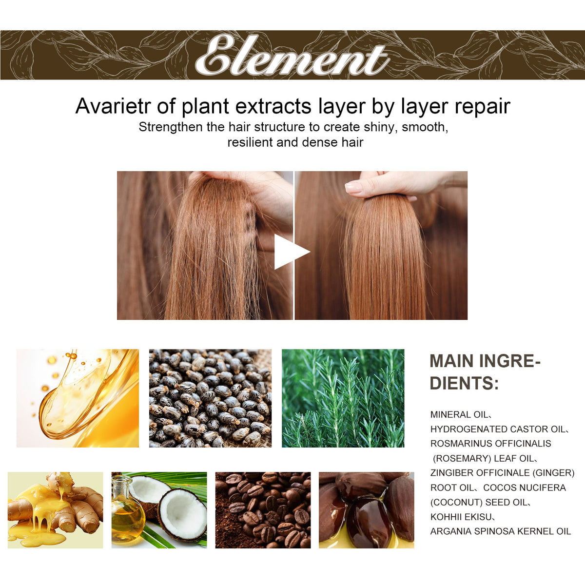 Rosemary Hair Growth Oil  by EELHOE– Coffee & Argan Nourishing Scalp Treatment for Thicker Hair
