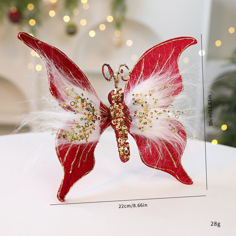 Christmas Velvet Butterfly Decorations – DIY Tree & Scene Decor (30cm)