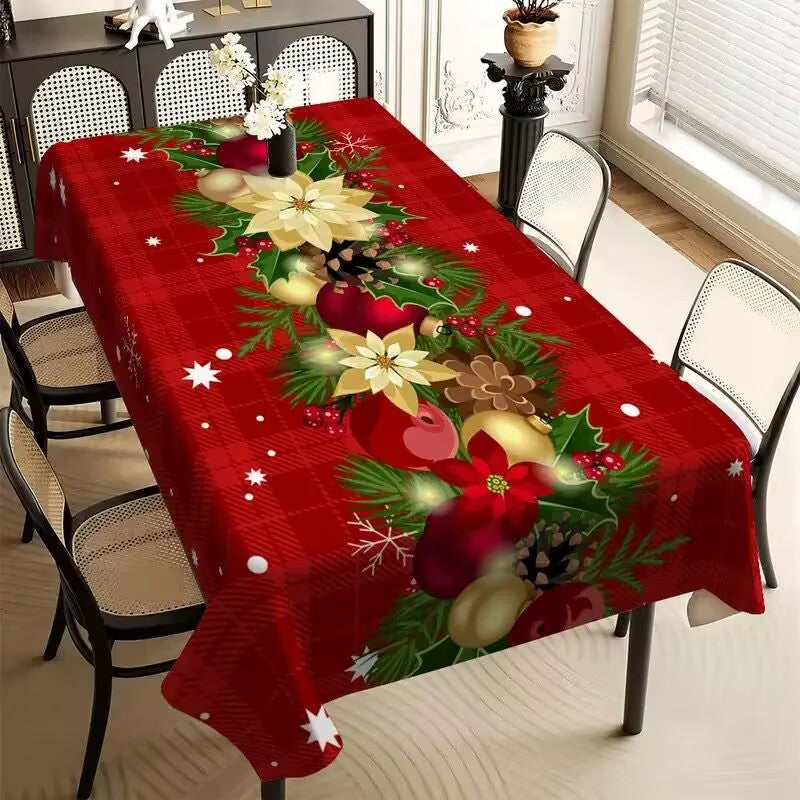 Chemin de table de Noël avec motifs de pin et de houx, décoration de salle à manger pour les fêtes