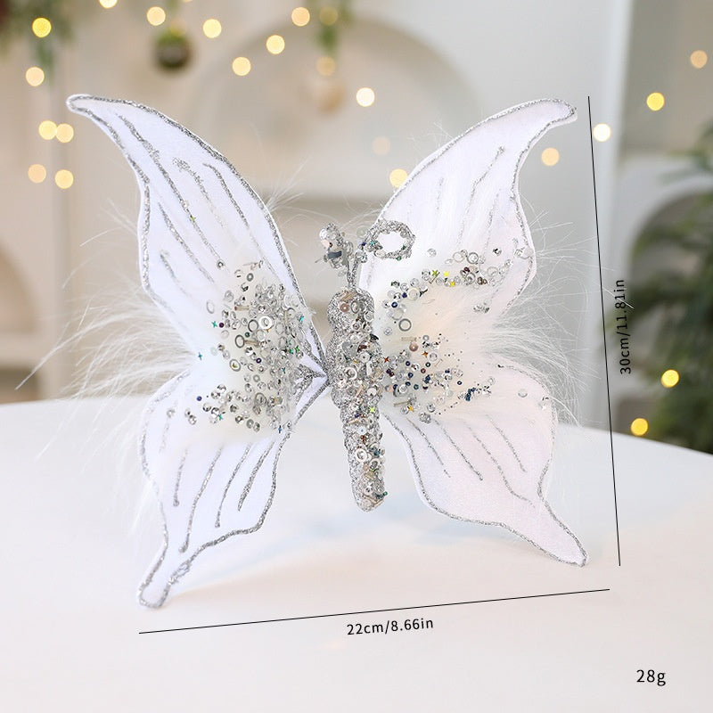 Christmas Velvet Butterfly Decorations – DIY Tree & Scene Decor (30cm)