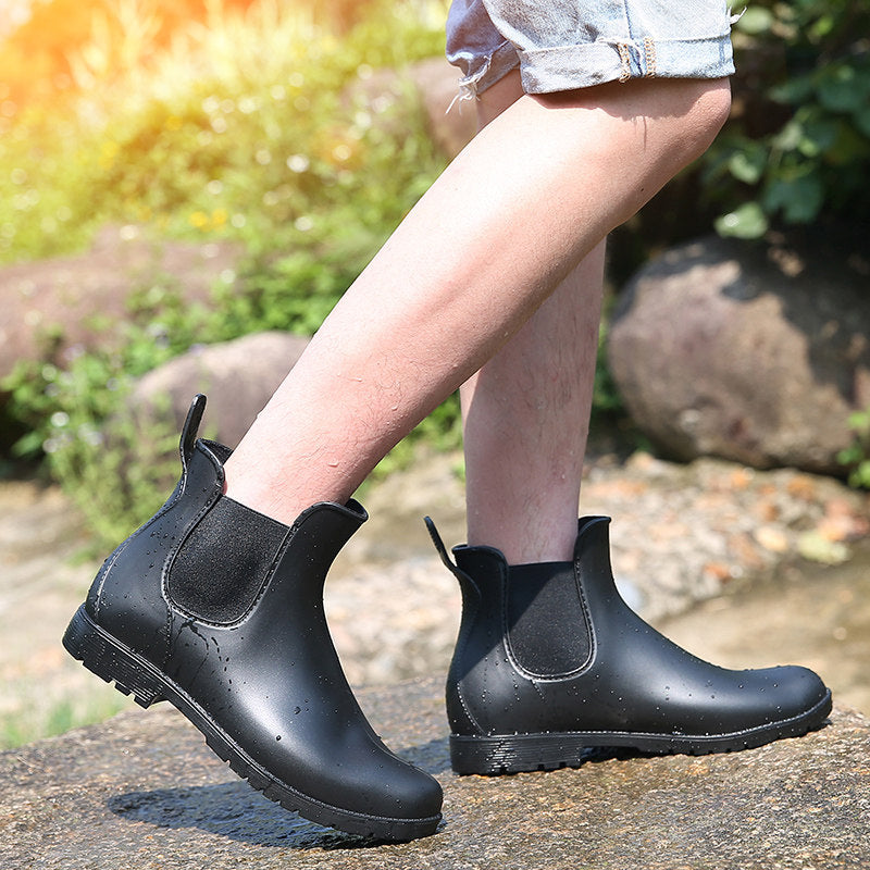 Storm Chelsea | Women's Waterproof Matte Rain Boots | Anti-Slip | Matte Black & Brown