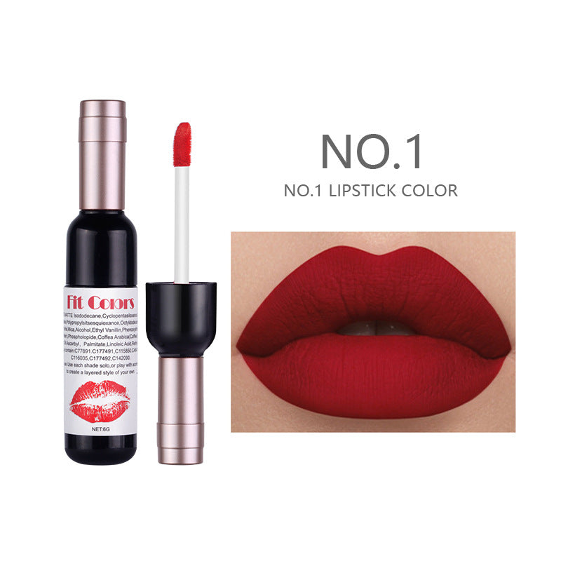 Wine Bottle Matte Velvet Lip Glaze by Fit Colors | Non-Transfer Liquid Lipstick in 6 Shades