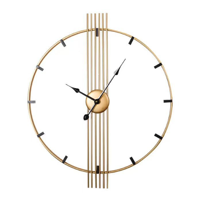 60cm Retro Iron Art Wall Clock – Gold Analog Decorative Statement Piece