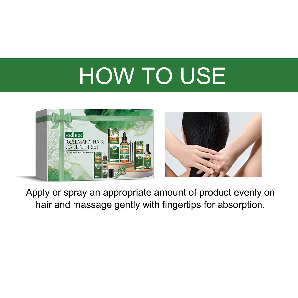 Rosemary Hair Care Gift Set & Scalp Derma Roller by Eelohoe