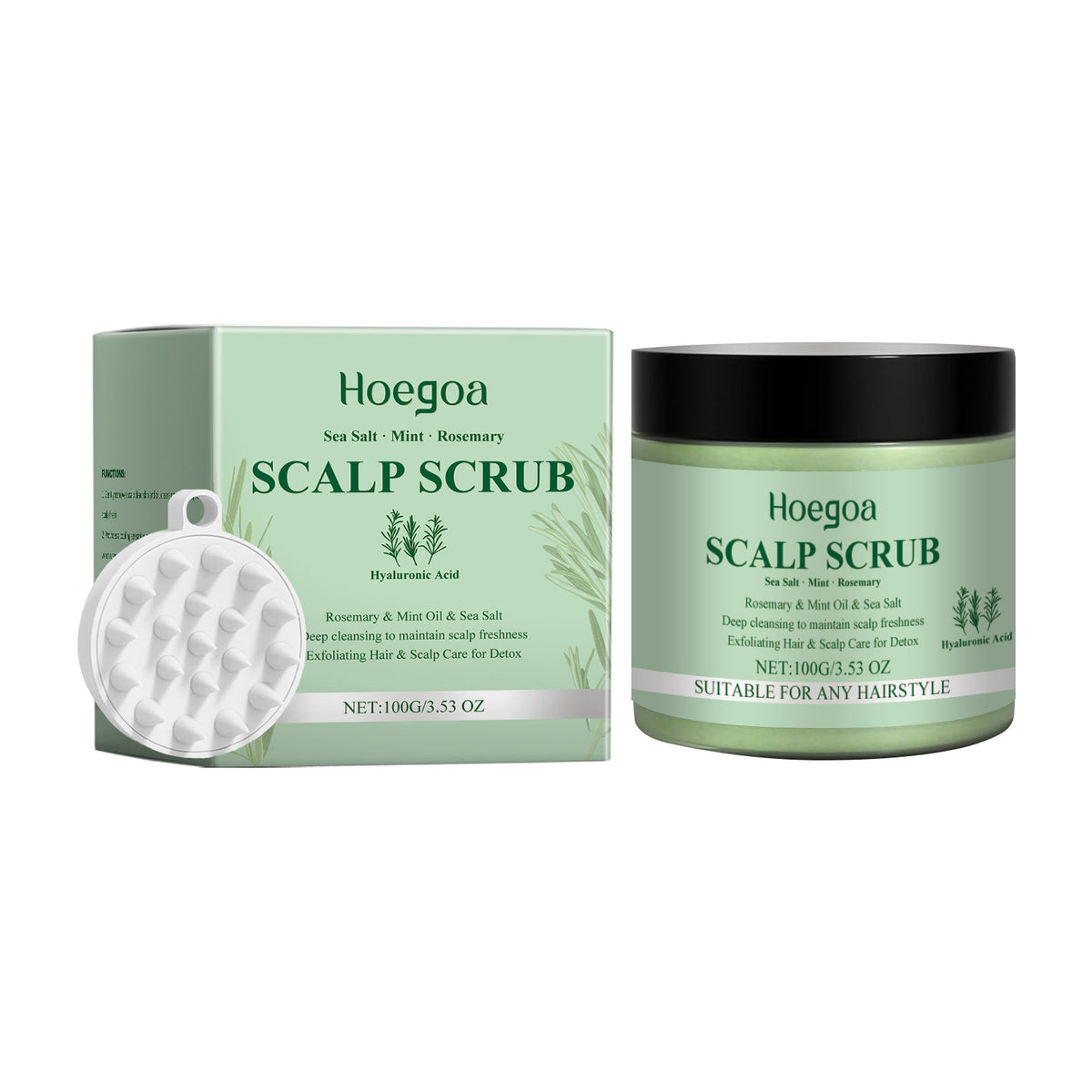 Hoegoa Luxury Rosemary Scalp Scrub – Peppermint & Hyaluronic Acid Deep-Cleansing Scalp Treatment