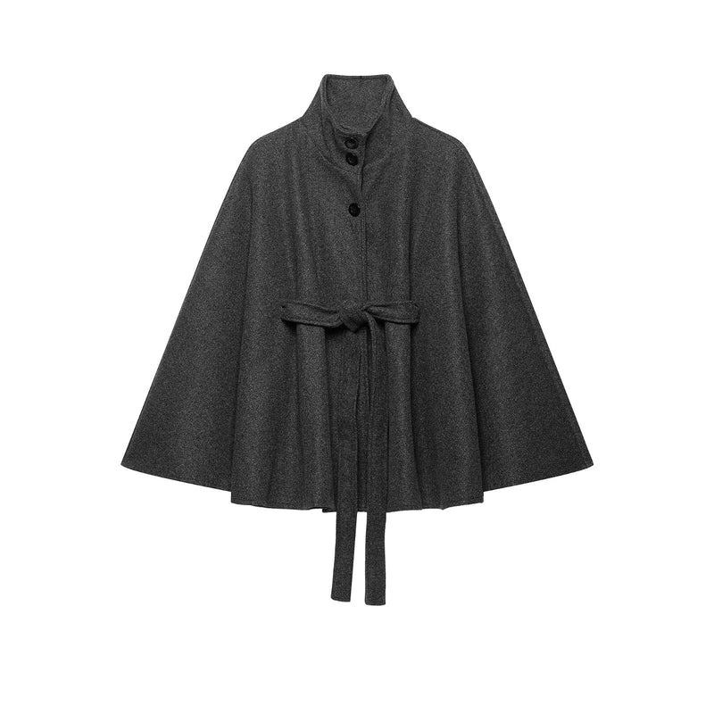 Vivienne | Women's Belted Mock-Neck Cloak Coat