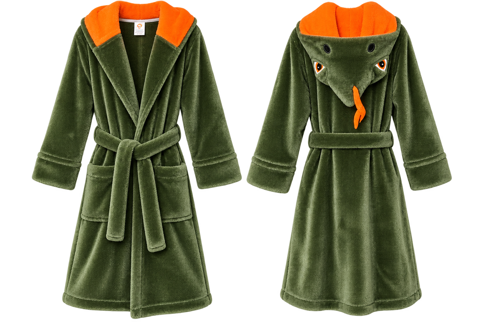 Wonder Nation Boys Green Dinosaur Hooded Robe - Size Medium (8) - Like New