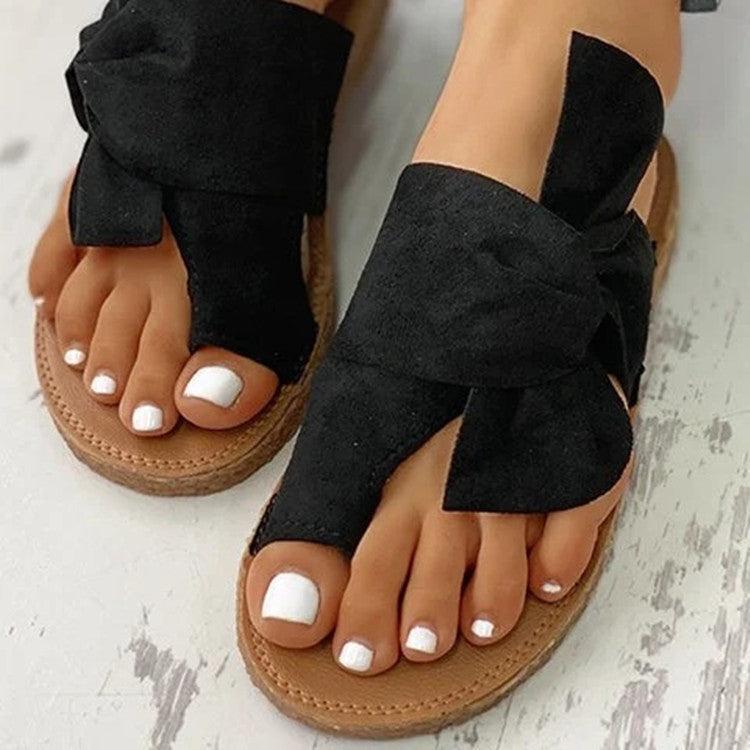 Women's Suede Bow Flip-Flop Sandals – Flat Beach Slides