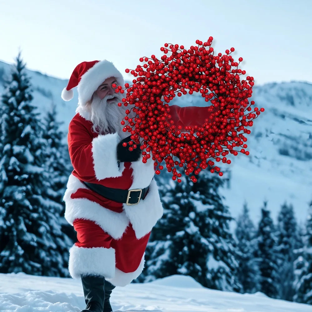 Red Berry Christmas Wreath | Artificial Holiday Door & Wall Wreath 45cm / 17.7"