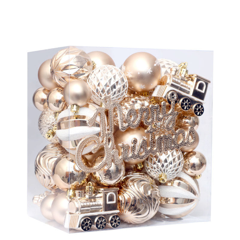 65pc Christmas Ball Ornament Set – Light Champagne White, Painted (23×15.5×25cm)