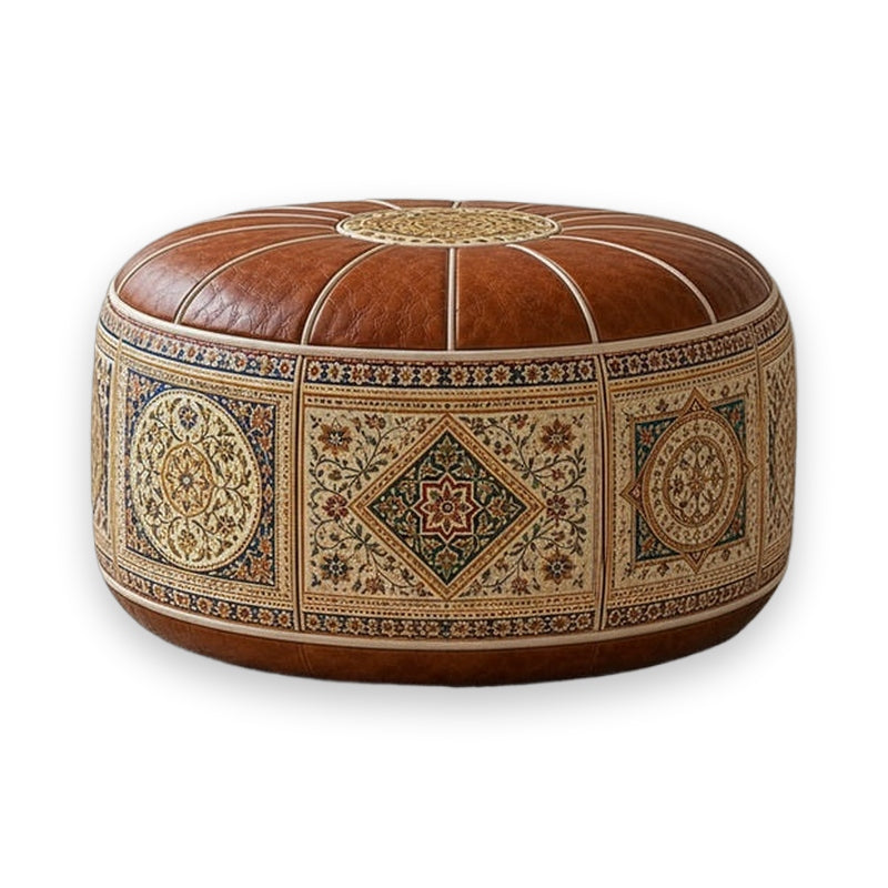 Floral medallion design boho storage ottoman pouf