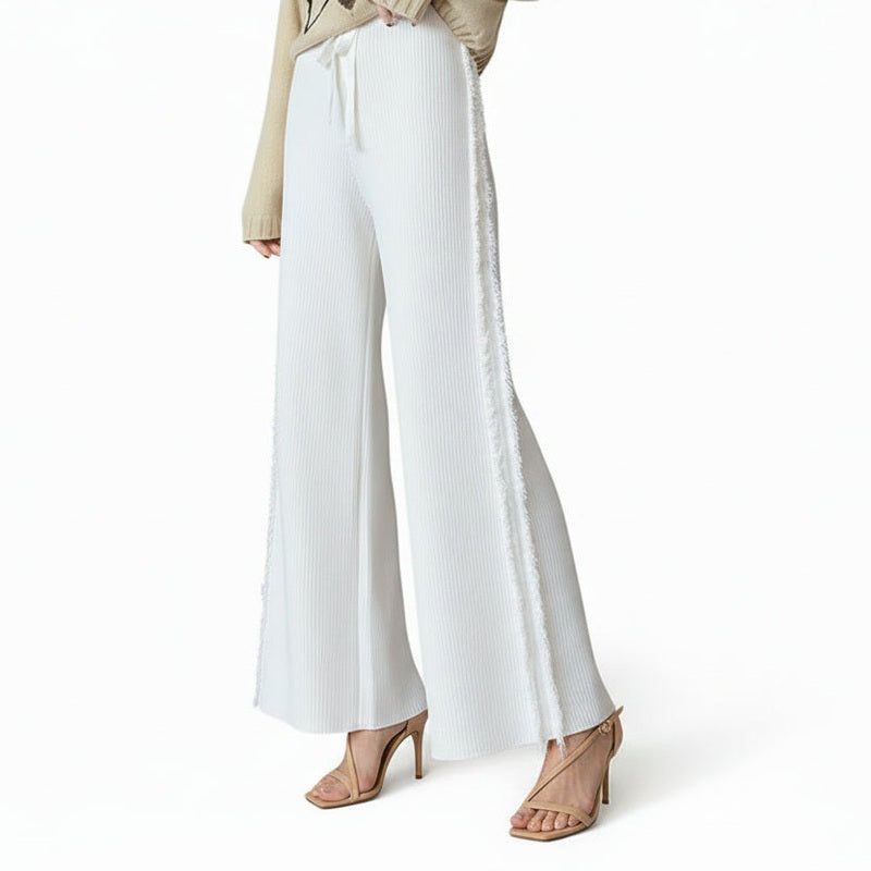 Women's High Waist Wide Leg Tassel Pants