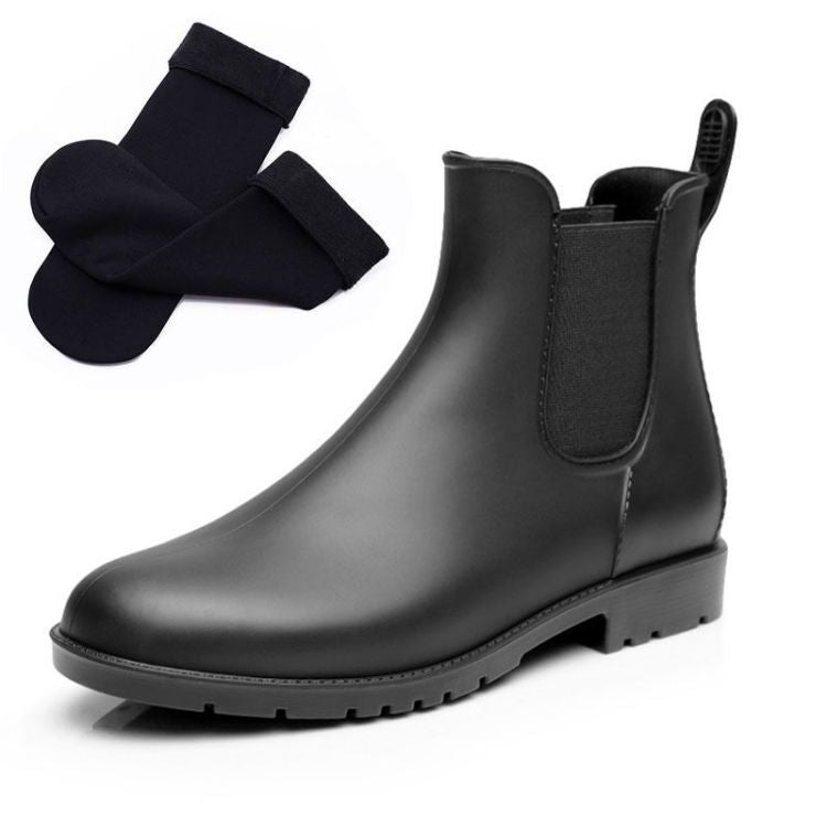 Storm Chelsea | Women's Waterproof Matte Rain Boots | Anti-Slip | Matte Black & Brown
