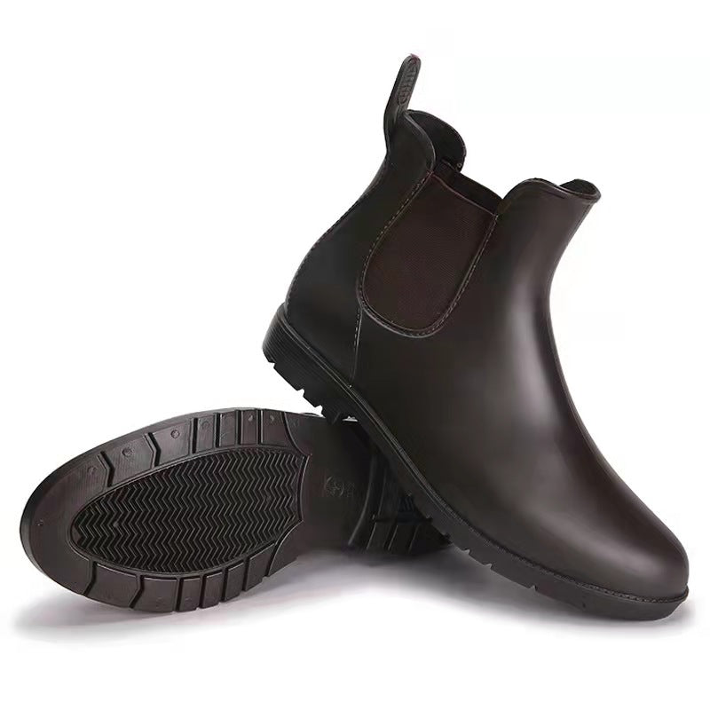 Storm Chelsea | Women's Waterproof Matte Rain Boots | Anti-Slip | Matte Black & Brown