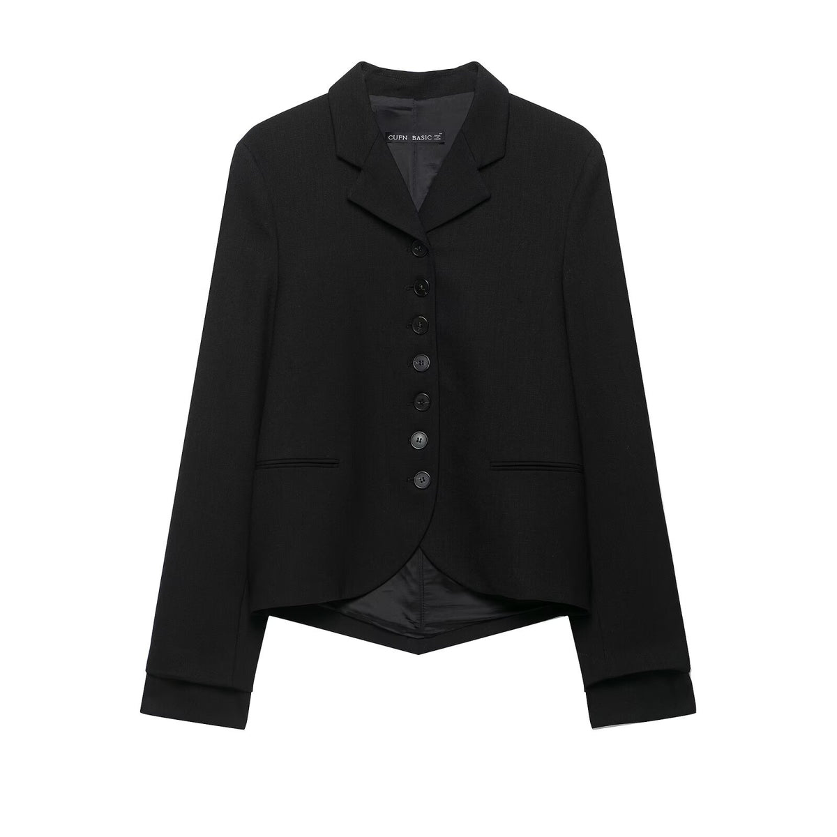 Women’s Single-Breasted Blazer & Pleated Strap Pants Set – Black