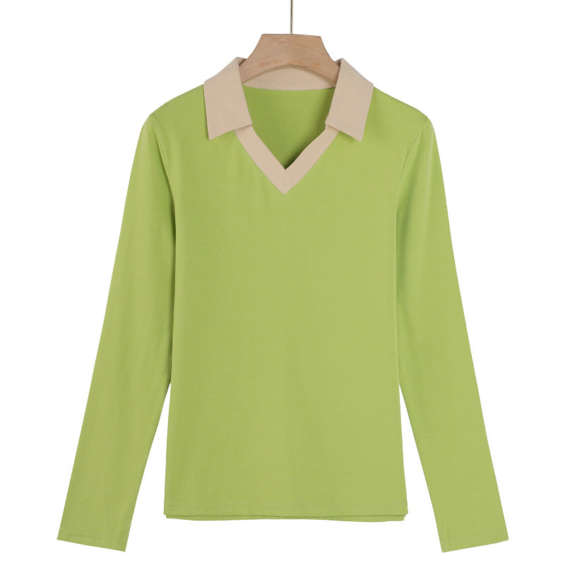 Women's Slim Fit Collared Long Sleeve Top | Cotton Blend
