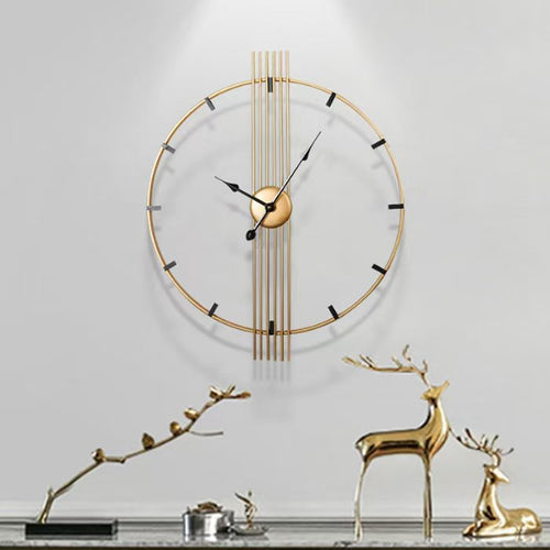 60cm Retro Iron Art Wall Clock – Gold Analog Decorative Statement Piece