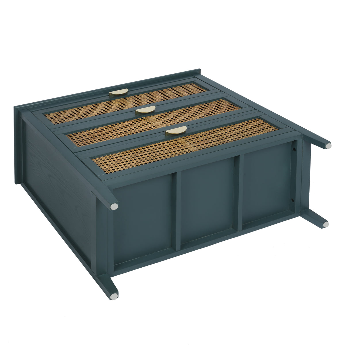 The Wren | Three-Drawer Green Rattan Dresser