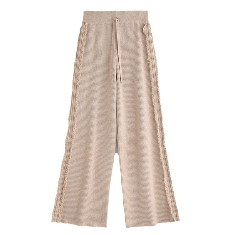 Women's High Waist Wide Leg Tassel Pants