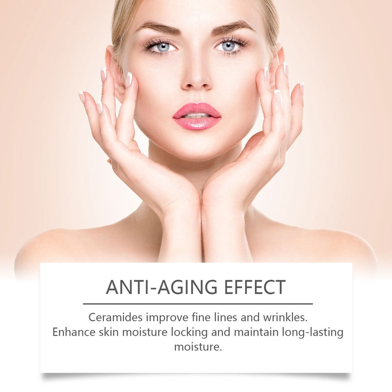 Woman demonstrating anti-aging effect of OUHOE Dragon Blood Serum on fair skin cheeks