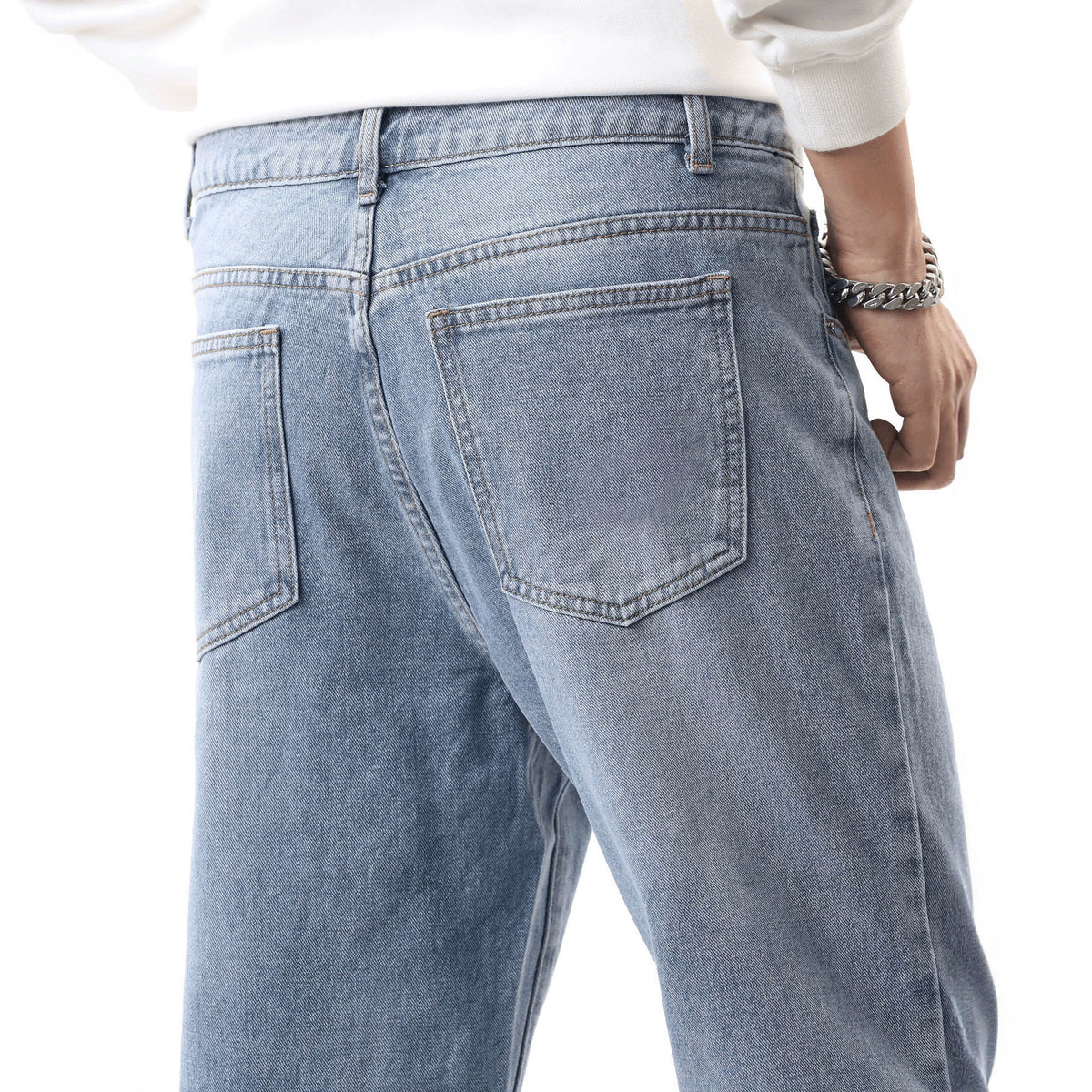 Men's Casual Retro Washed Blue Denim Jeans