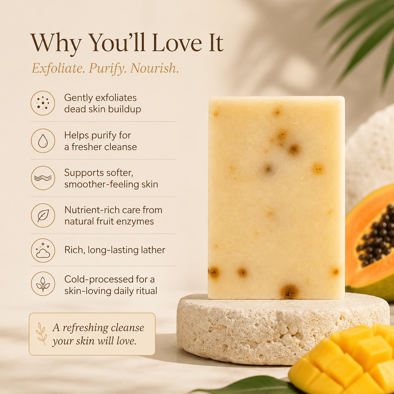 Benefits of mango and papaya enzyme exfoliating soap bar