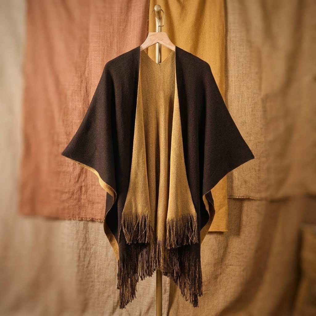Women's Double-Sided Knit Split Shawl Poncho