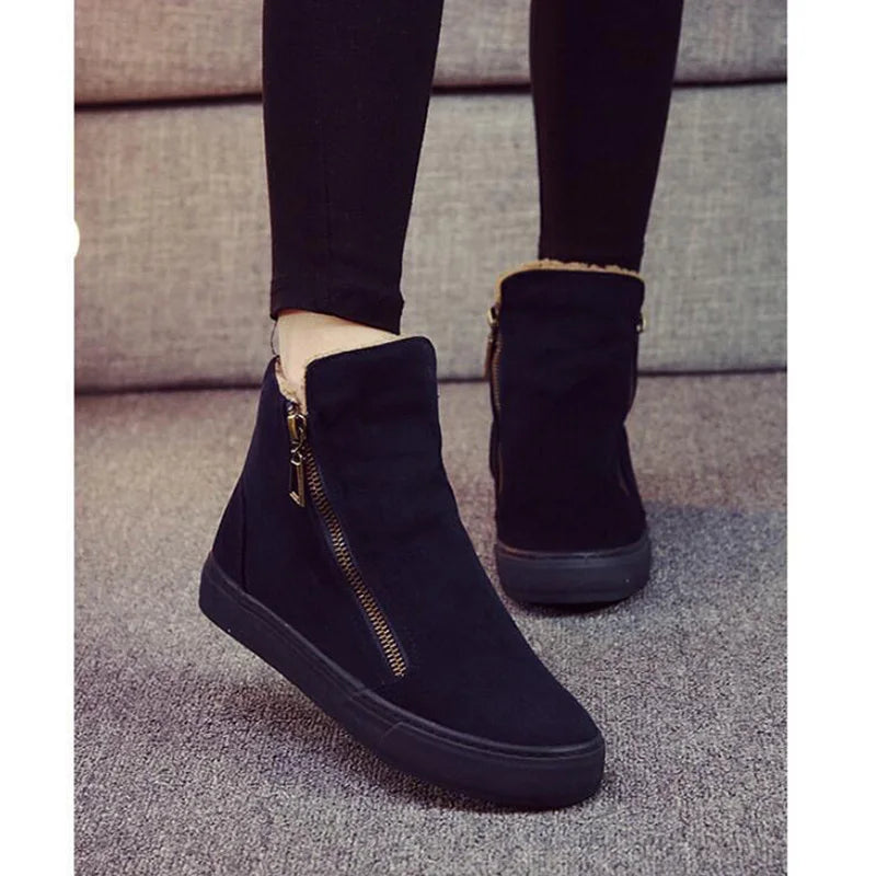 Après | Women's Plush-Lined Zip-Up Winter Ankle Boots | Gold Zipper | Black