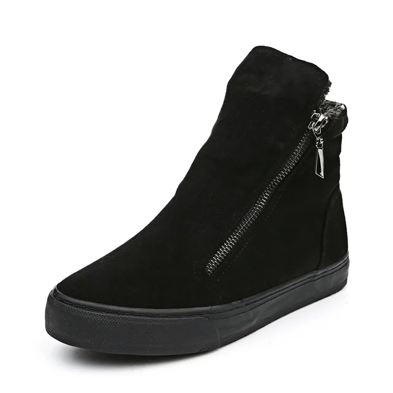 Après | Women's Plush-Lined Zip-Up Winter Ankle Boots | Gold Zipper | Black
