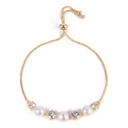Adjustable gold-tone bracelet on a clean white background