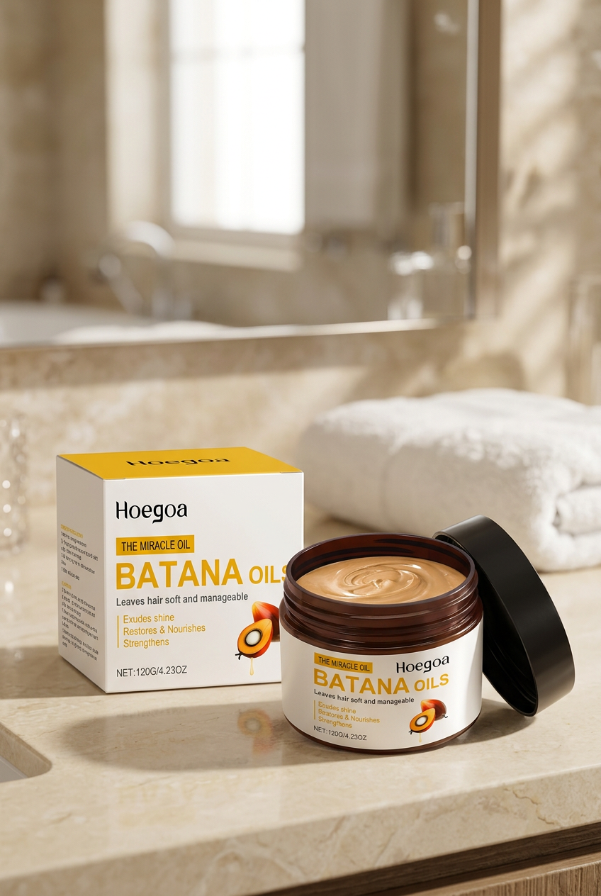 Batana Oils styled on a bathroom vanity