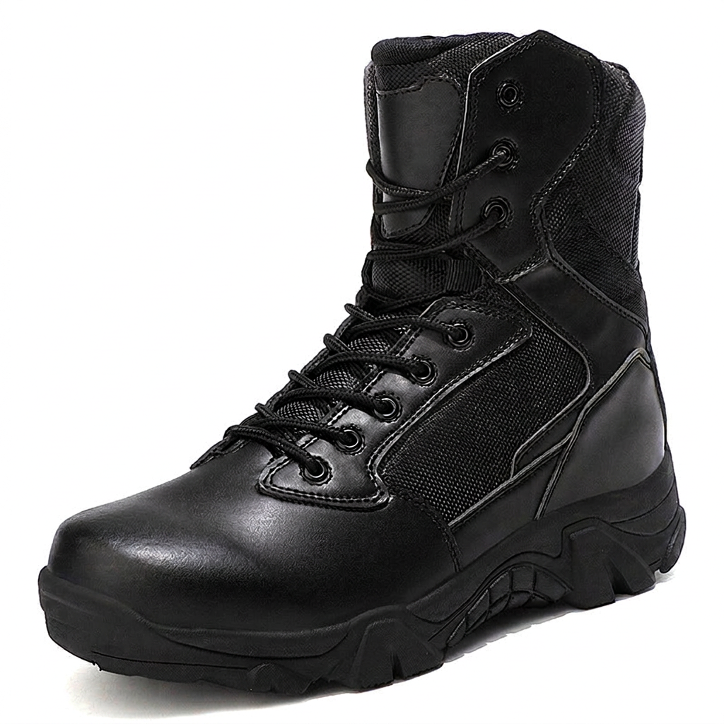 Black boot material close-up