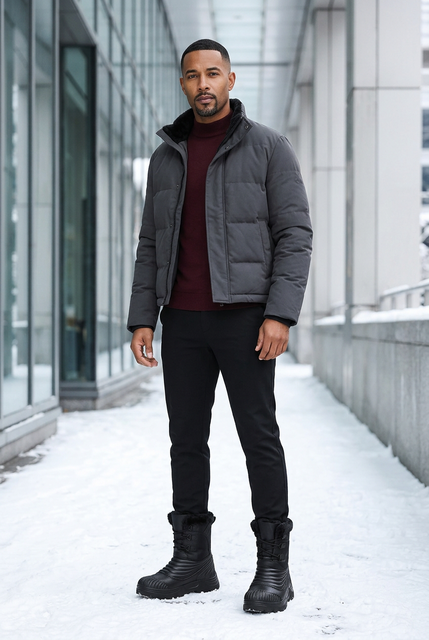 Black boots full-body winter lifestyle