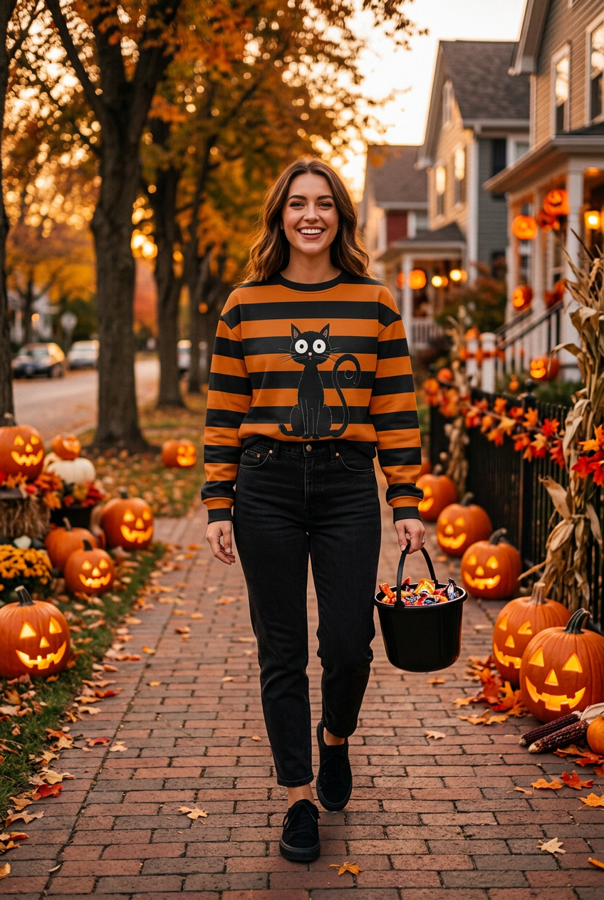 Black Cat Sweatshirt — Lifestyle Shot