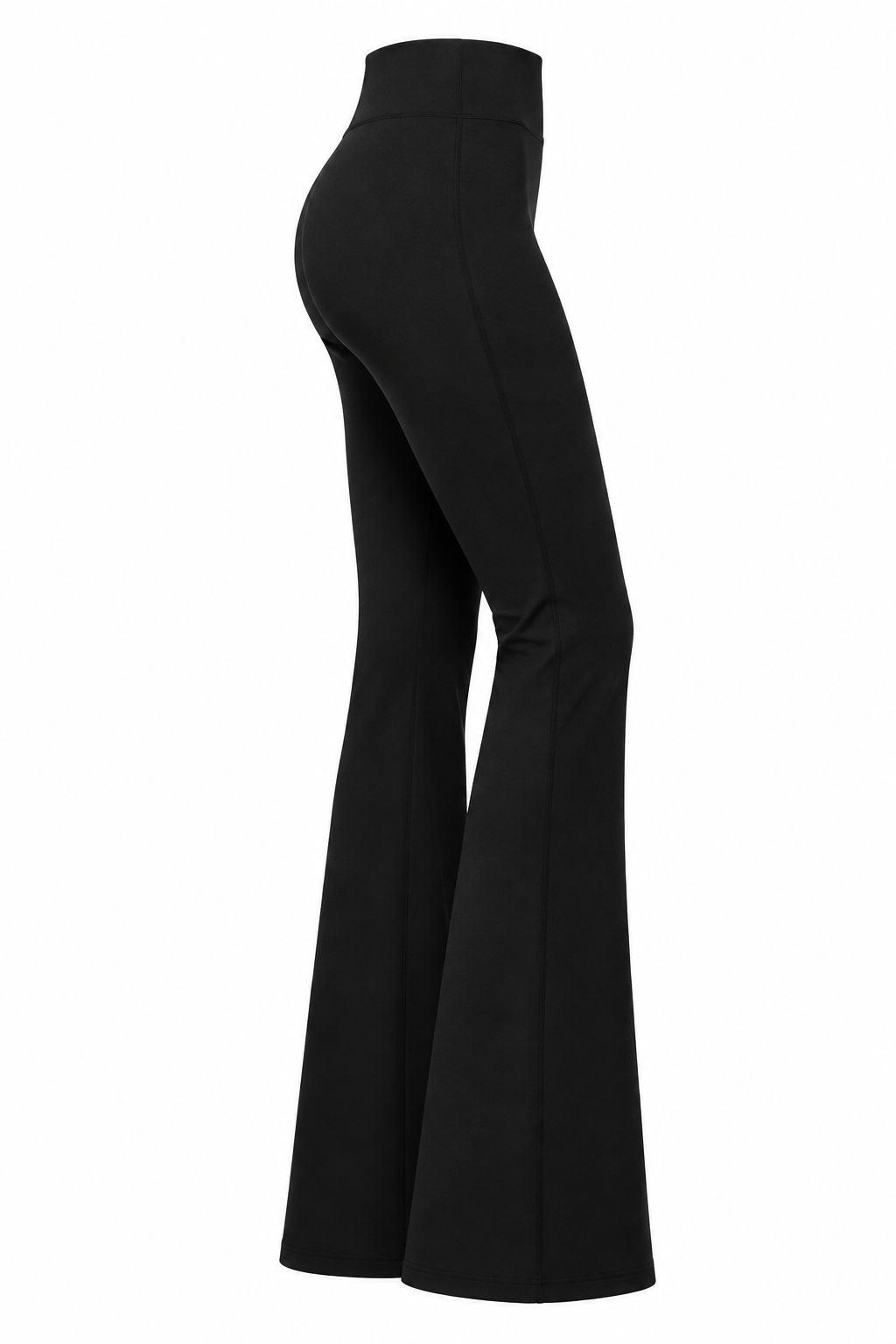Black Flare Yoga Pants – Side, White Background